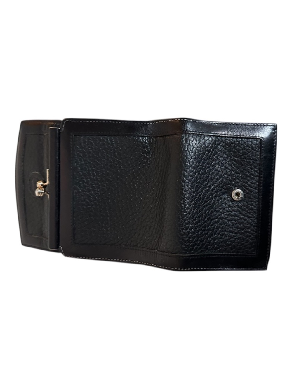 Dooney & Bourke Black Leather Wallet Snap Closure Compact - Picture 2 of 4
